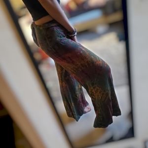 Green Tie Dye Flowy Pants